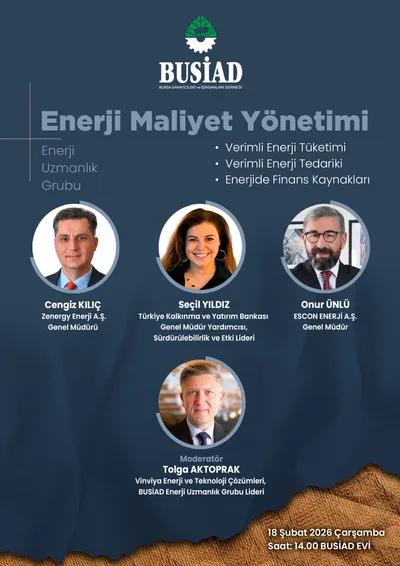18 Şubat 2026 tarihli “Enerji Maliyet Yönetimi” panelinin etkinlik afişi